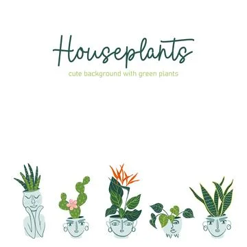 Background with home plants Illustrazione stock