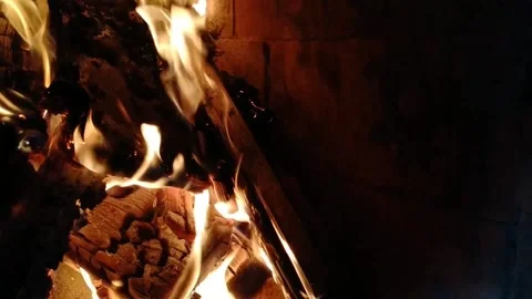 Background of home warm fireplace in the evening. Stock-Footage 201341469