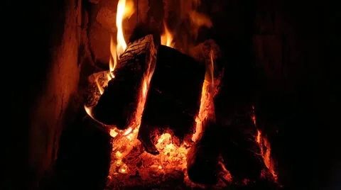 Background of home warm fireplace in the evening Stock Footage 201341485
