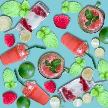 Background of homemade refreshing fruit beverage. Foto stock