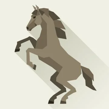 Background with horse standing in flat style Illustrazione stock