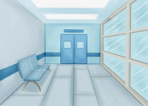 The background is hospital corridor. Stock Illustration