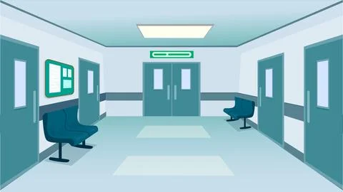 The background is hospital corridor. Ilustración de archivo