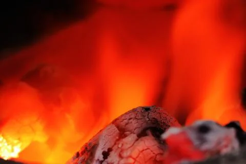 Background of hot coals in the fire Stock Photos