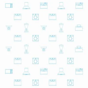 Background for household equipment Pattern with blue monochrome contour ic... Stock Photos