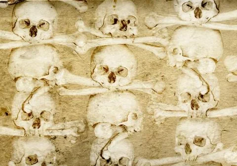 Background with human skulls and bones Stock Illustration