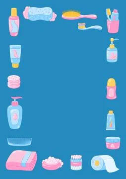 Background with hygiene objects. Washing, beauty, body care. Personal hygiene Ilustración de archivo