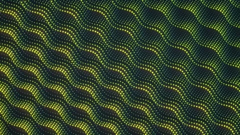 Background with a hypnotic pattern of glowing yellow-green dots forming waves Stock Footage 317075177