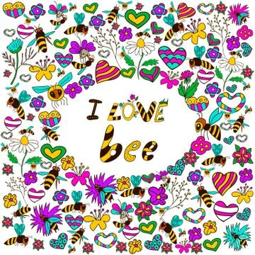 Background i love bee Stock Illustration