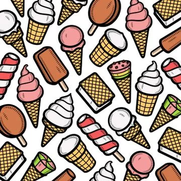 Background ice cream set. Collection icon ice cream. Vector Stock Illustration