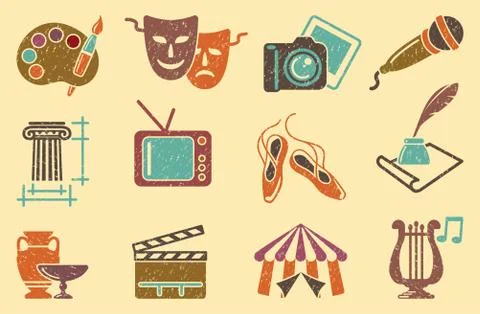 Background from icons of arts Stock Illustration