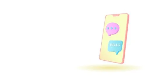 Background illustration of phone with speech bubbles in 3d Stock Illustration