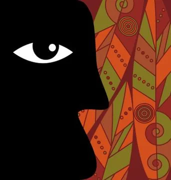 Background image of the abstract leaves and face Stock Illustration