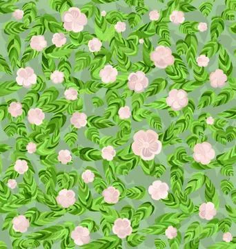 Background image of the abstract spring flowers and leaves Stock Illustration