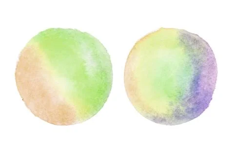 Background image of abstract watercolor spots forming a round shape of differ Stock Illustration