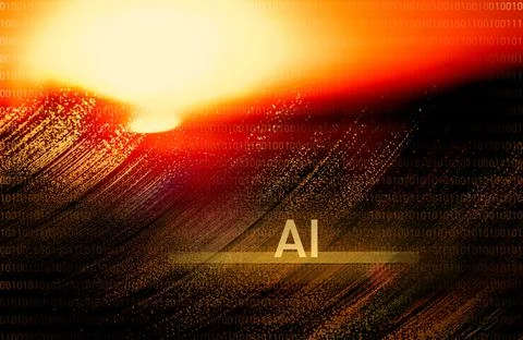 Background image of AI with binary numbers Illustrazione stock