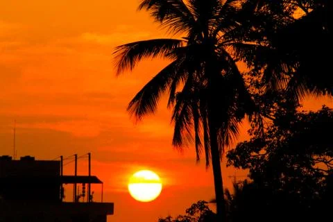 Background image of a beautiful sunset during summer. Stock Photos