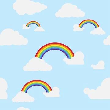 Background image with clouds and rainbow. Wallpaper Stockillustratie