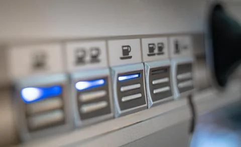 Background image of coffee machine buttons Stock Photos