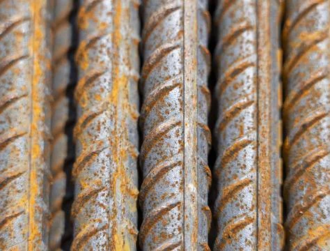 Background image of construction reinforcement, reinforcing bars 4 Stock Photos
