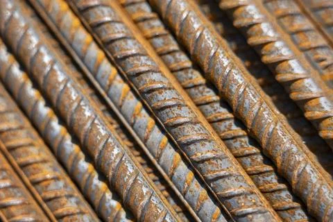 Background image of construction reinforcement, reinforcing bars  Stock Photos