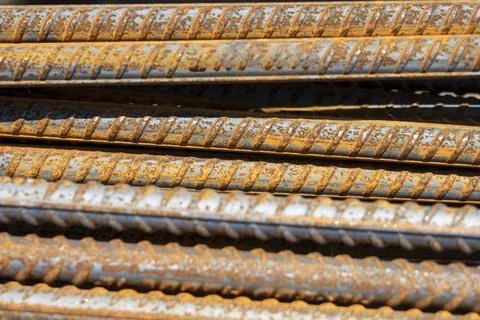 Background image of construction reinforcement, reinforcing bars Stock-Fotos