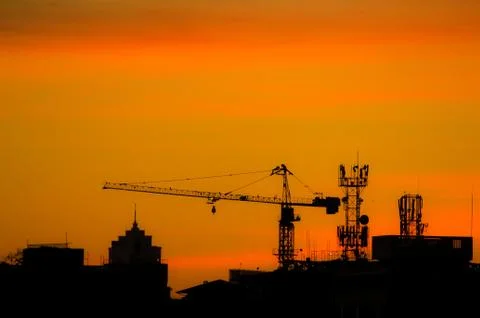 Background image of construction site during sunset Stock-Fotos