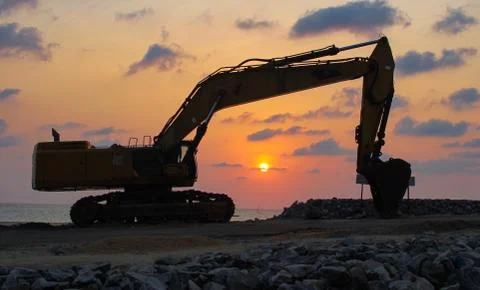 Background image of construction site during sunset Stock-Fotos