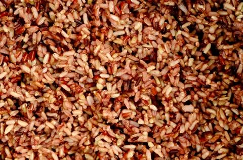 The background image of cooked brown rice. Stock Photos