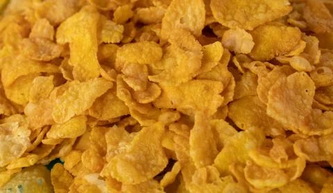Background image of corn flakes on a table Stock Photos