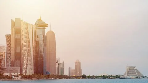 Background image of Doha city 스톡 사진
