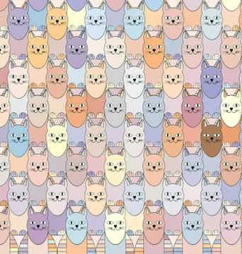 Background with image fantasy abstract colored cats Stock Illustration