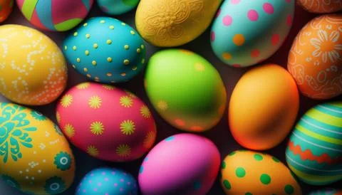 A background image featuring colorful Easter eggs Stock Illustration