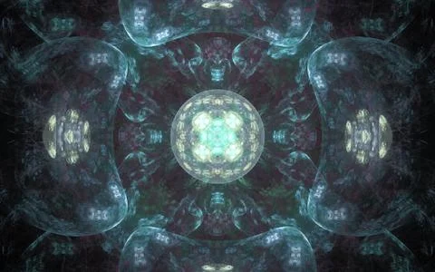 Background image fractal pattern of translucent blue balls with a pattern Stock Illustration