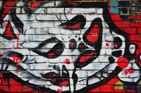 Background image with graffiti elements. Texture of the wall, painted in diff Stock Photos