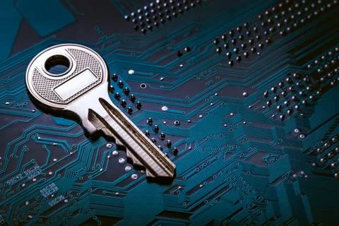 Background image of key on a microchip Stock Photos