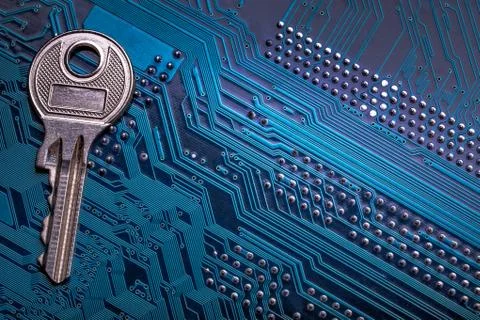 Background image of key on a microchip Stock Photos