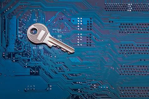Background image of key on a microchip Stock Photos