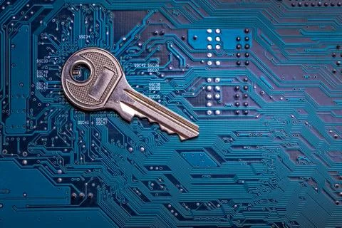 Background image of key on a microchip Stock Photos