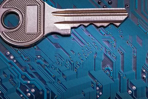 Background image of key on a microchip Stock Photos