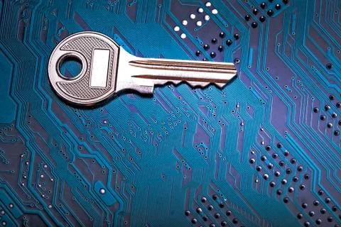 Background image of key on a microchip Stock Photos