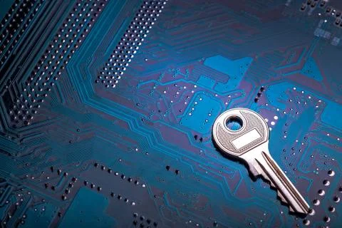 Background image of key on a microchip Stock Photos