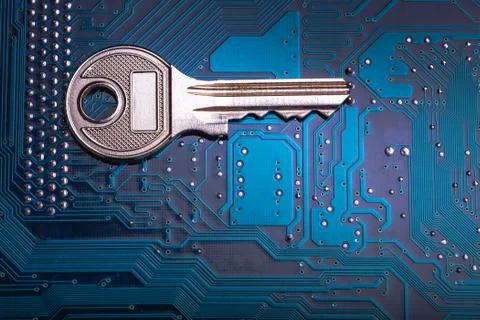Background image of key on a microchip Foto stock