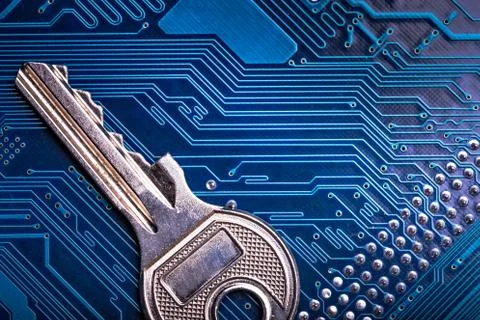 Background image of key on a microchip Stock Photos