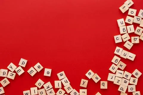 Background image The letters are scattered in disarray. English letters. wooden Stock Photos