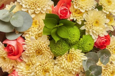 Background image of the multi colored flowers pattern Stock Photos