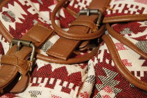 Background image of objects in crimson and beige tones Stock Photos