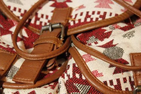 Background image of objects in crimson and beige tones. Stock Photos