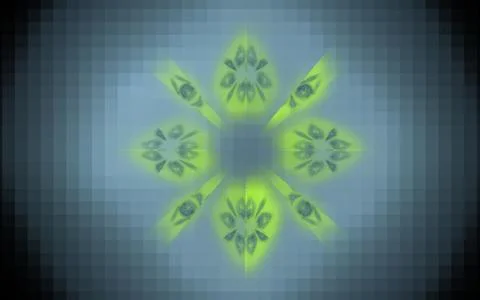 Background image ornament in the form of an abstract green flower on a pixel Stock Illustration