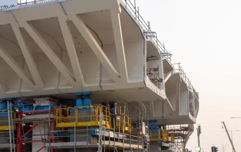 Background image of road bridge construction. Stock Photos